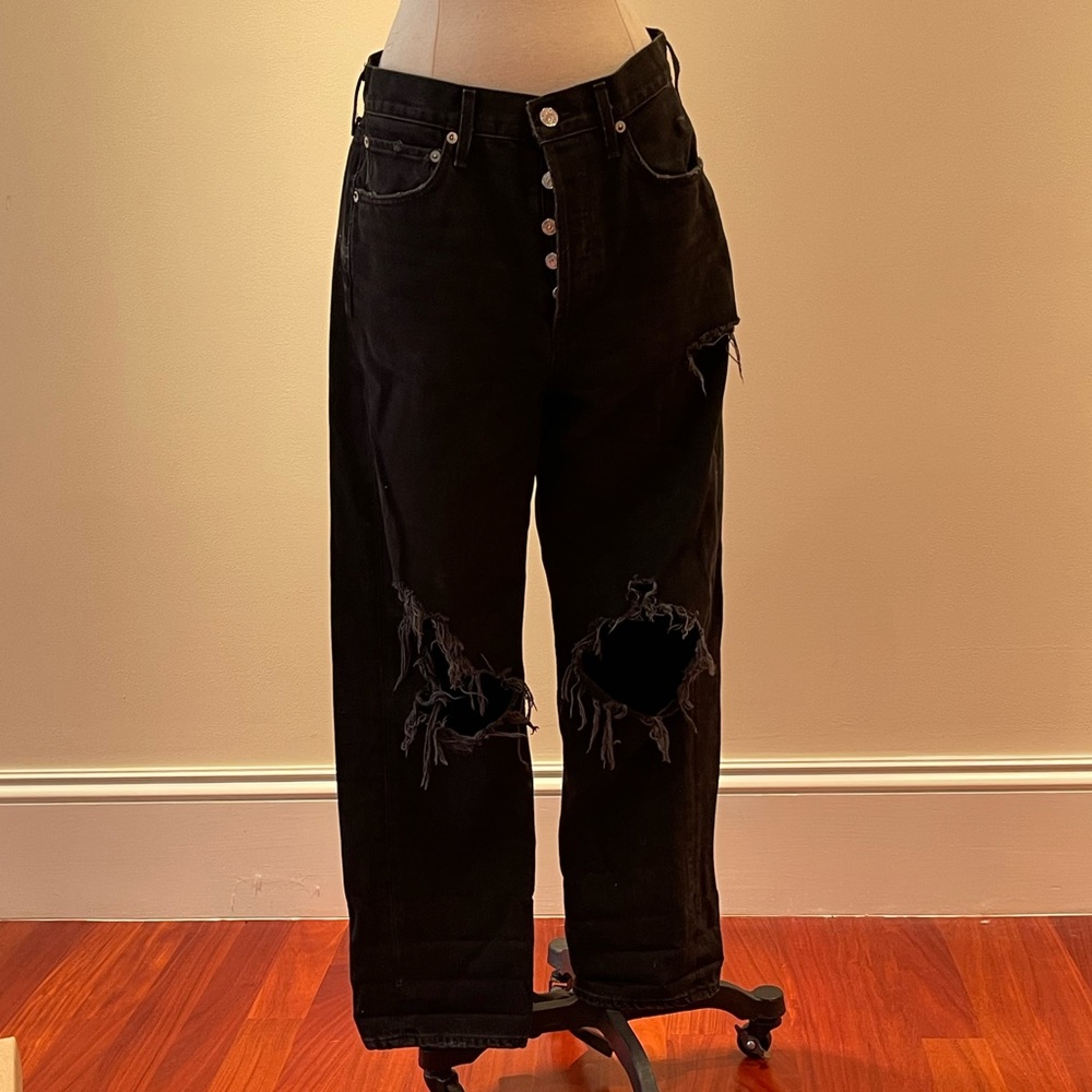 agolde black ripped jeans